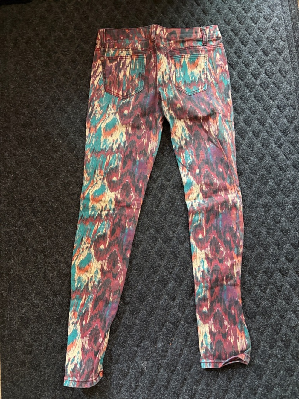 Hot Kiss Teal and Burgundy Patterned Skinny Lilly Jeans Size 5 - Picture 11 of 11